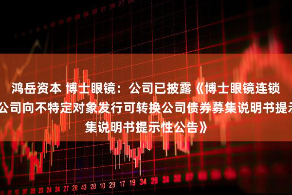 鸿岳资本 博士眼镜：公司已披露《博士眼镜连锁股份有限公司向不特定对象发行可转换公司债券募集说明书提示性公告》